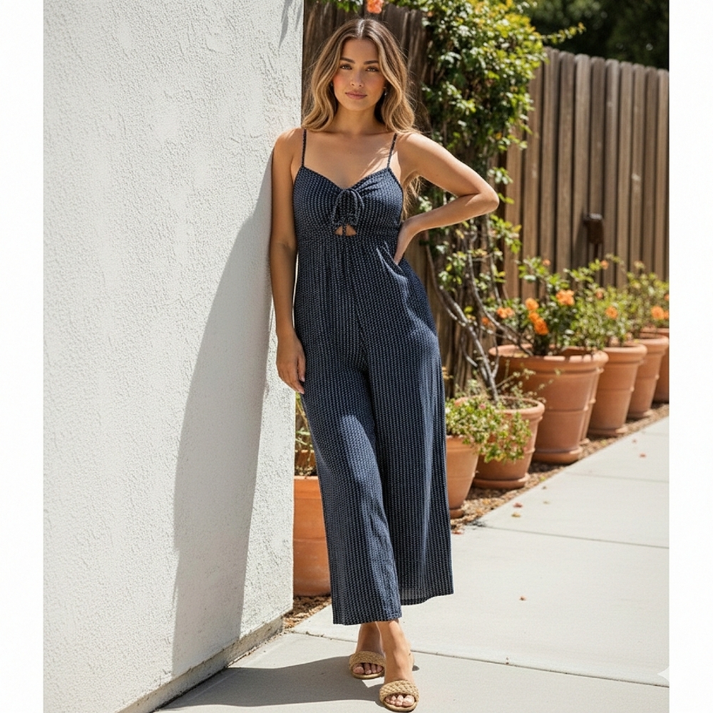 Cute O'Neil Boho Dark Blue Print "Anabella" Romper Wide Leg Jumper